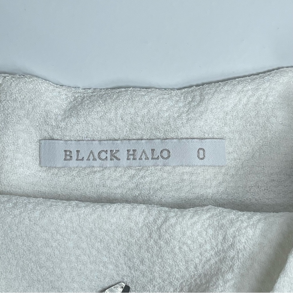 BLACK HALO Women's A-Line Box Pleat Lined Sanibel Skirt Ivory Crepe Size 0 - Picture 4 of 8